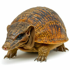 Fototapeta premium Detailed studio shot of a Nine-banded Armadillo showcasing its armored shell