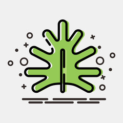 Icon philodendron. Plant leaves elements. Icon in MBE style.