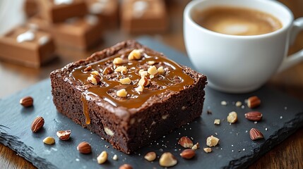 chocolate cake with coffee