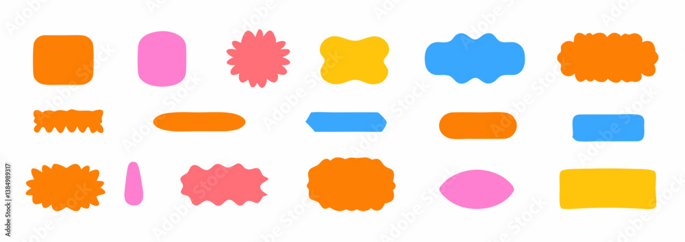 Poster colorful shapes and elements: an array of vibrant and diverse shapes and elements arranged in a visu