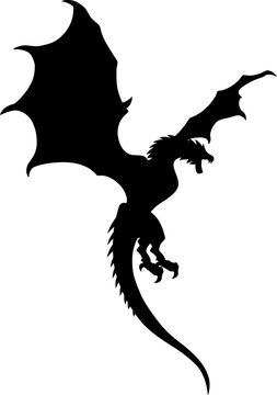 flying dragon black silhouette vector illustration