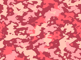 Camouflage seamless pattern. Trendy style camo, repeat print. Vector illustration. pink and yellow texture, military army girl hunting