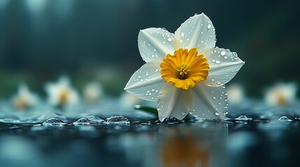 yellow flower with water drops