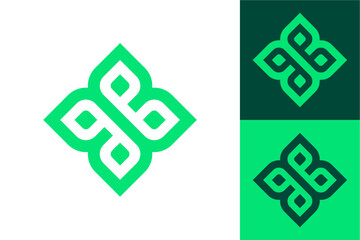Modern Logo Design with Symmetrical Pattern and Leaf Shape