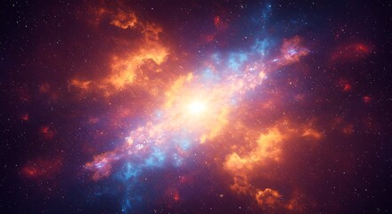 Obraz premium Cosmic Inferno: A Celestial Collision AI Generated