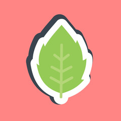 Sticker mint. Plant leaves elements.