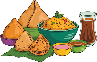 Traditional Bangladeshi Pitha Vector Illustration – Flat Cartoon Style