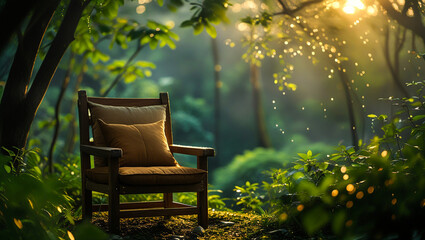 AI Generated Tranquil Outdoor Wellness Retreat Setup in Nature