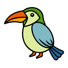 Colorful Cartoon Toucan Bird vector, Tropical Avian