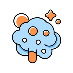 Abstract Blue Blob with Orange Circles, Clean Design Element