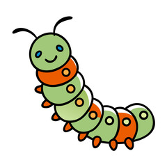 Cute Green Caterpillar Cartoon vector, Happy Insect