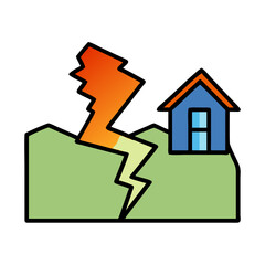 Earthquake Disaster House, Land, Crack, Fault Line, Ground