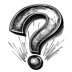 Question mark symbol, black and white engraving vintage illustration