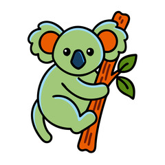 Fototapeta premium Adorable Koala Clipping Eucalyptus Branch Cartoon vector