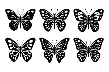 A colorful set of vector butterfly, a beautiful insect illustration for spring design.