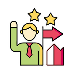 Businessman Success Growth Strategy Planning Achievement Goals Stars