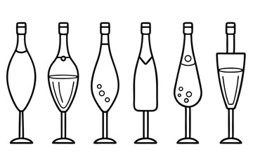 Champagne Line Art Illustration Elegant Design for Creative Artwork Display 