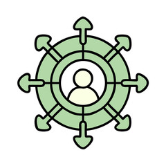 Obraz premium Centralized Person Managing Multiple Input Output Arrows