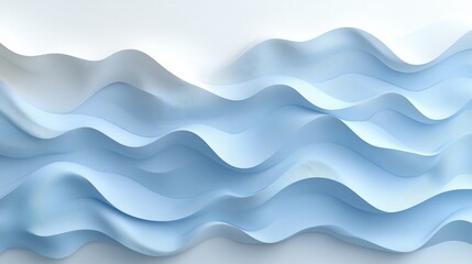 Fototapeta premium Elegant Blue Waves in Soft Light, Abstract Background with Flowing Textures and Smooth Lines
