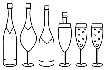 Champagne Line Art Illustration Elegant Design for Creative Artwork Display 