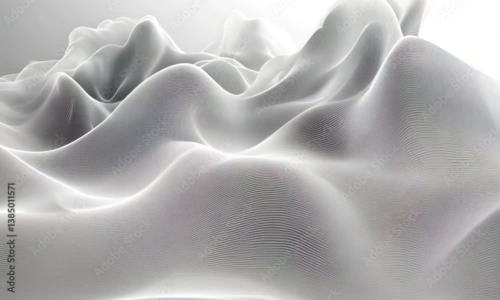 Poster abstract white waveform landscape background with dynamic smooth undulating shapes