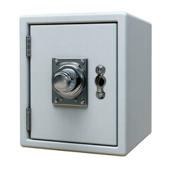 Safe box with a secure locking mechanism isolated on a plain Transparent background, Safe box isolated on