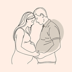 Obraz premium a vector line art illustration of a couple standing together, 