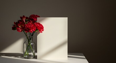 Obraz premium Crimson Bloom & Sunlit Blank AI Generated