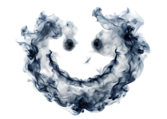 smoke forming a smiley sign shape clipart image on transparent background