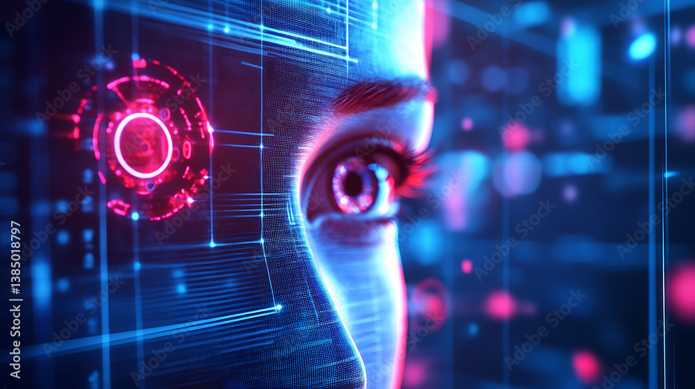 Poster an ai powered facial recognition system identifying individuals and unlocking devices based on biome