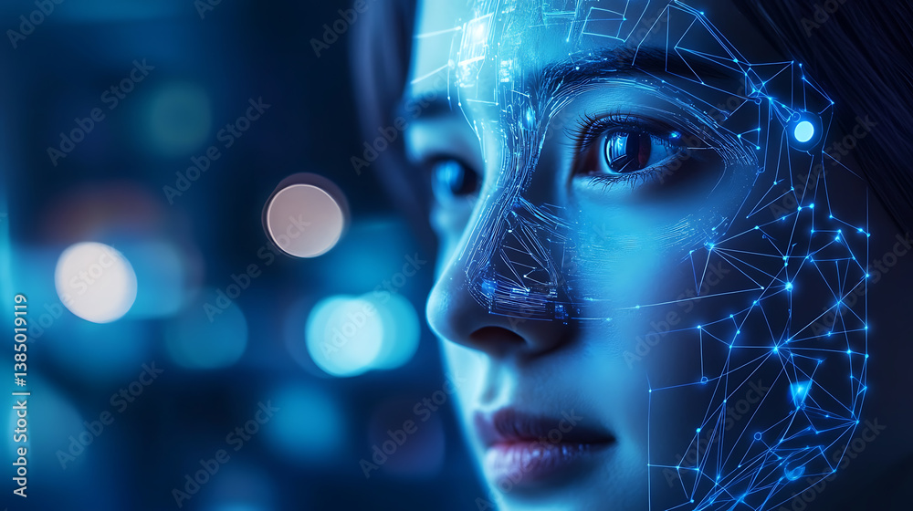 Poster an ai powered facial recognition system identifying individuals and unlocking devices based on biome