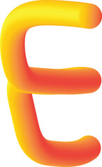 3d rendered illustration of a yellow banana E alphabet 