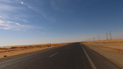 Desert Highway Stretching Through the Egyptian Landscape