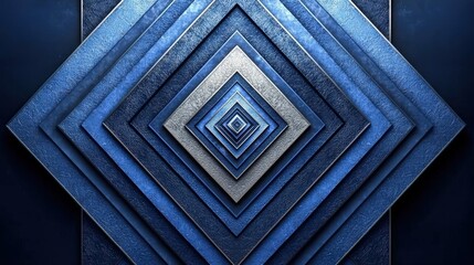 Obraz premium Blue Geometric Layers Design with Textured Diamond Shapes in a Modern Abstract Style