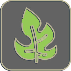 Icon rhaphidophora. Plant leaves elements. Icon in embossed style.