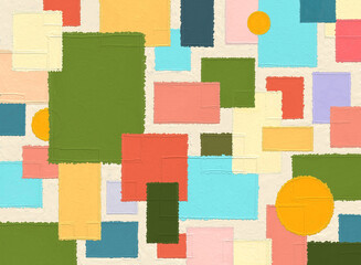 Abstract colorful square shape concept on rough brush texture.