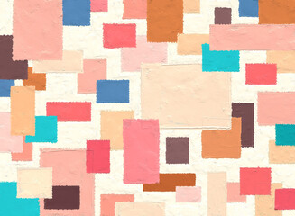 Abstract colorful square shape concept on rough brush texture.