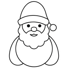 Cartoon santa claus,  black and white outline Vector Illustration, children's coloring book style line art