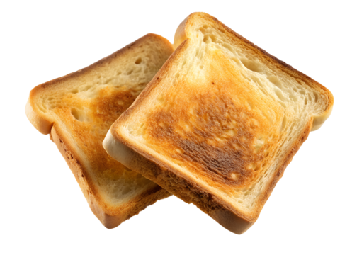 two roasted toast floating clipart image on transparent background