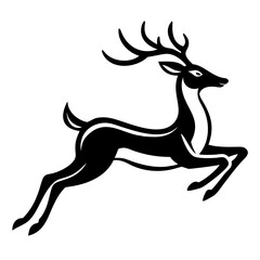 A deer flying with silhouette vector background
