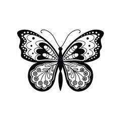 Butterfly vector illustration silhouette on white background showcases the beauty of this flying insect's wing design