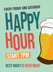 happy hour beer night flyer  poster or social media post design