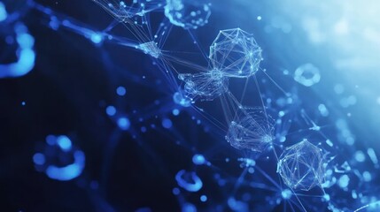 Abstract network of interconnected shapes, futuristic technology background
