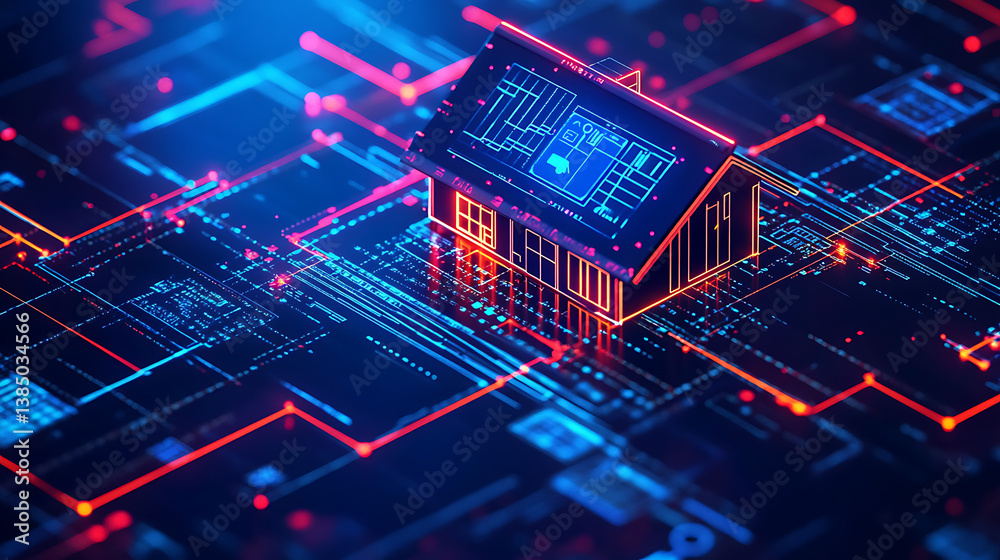 Poster an ai powered home energy optimization system analyzing power consumption and adjusting settings for