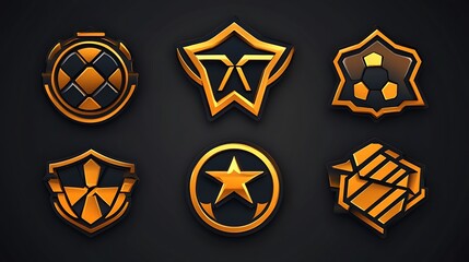 Golden Gaming Badges Esports Awards Set.