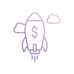 Rocket with Dollar Sign icon isolated on a white background. Vector illustration.