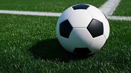 Fototapeta premium Soccer ball with an intricate panel design in neutral tones.