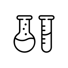 Chemical test tube pictogram icons set. Chemical lab equipment isolated on white. Experiment flasks for science experiment. 
