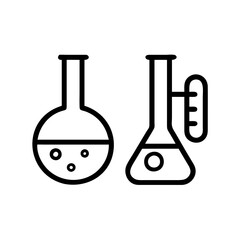 Chemical test tube pictogram icons set. Chemical lab equipment isolated on white. Experiment flasks for science experiment. 
