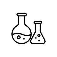 Chemical test tube pictogram icons set. Chemical lab equipment isolated on white. Experiment flasks for science experiment. 
